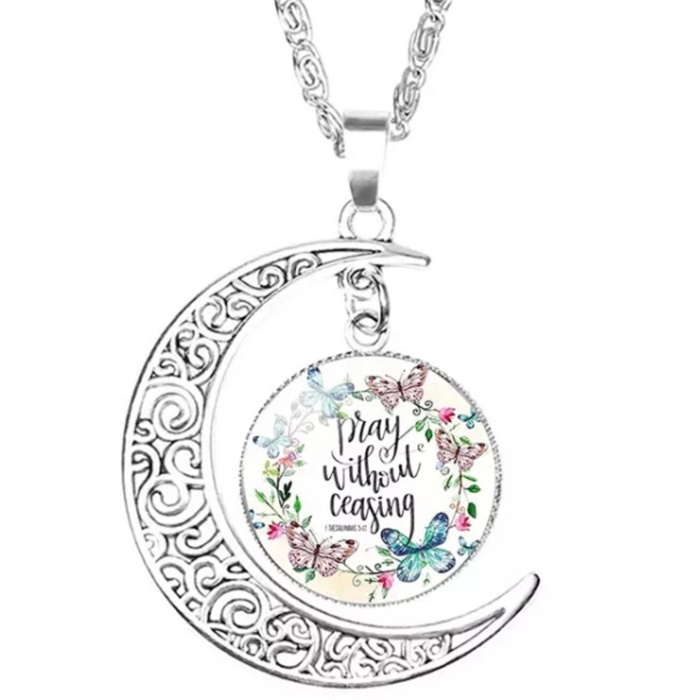 Pray without ceasing bible verse necklace